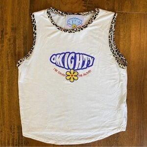 OMIGHTY I’M Okay I’M Alive Tank Top with Leopard Trim